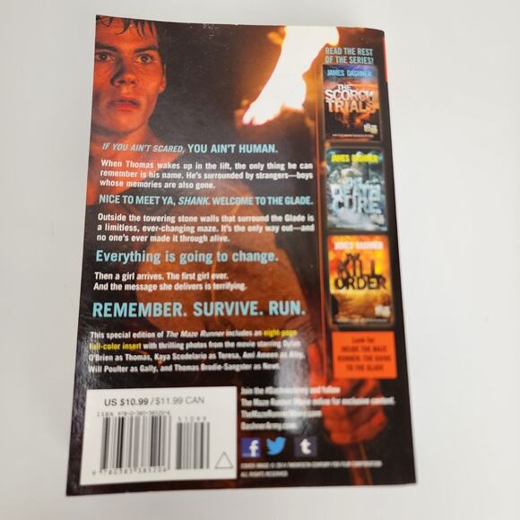 The Maze Runner (Young-Adult Sci-Fi Dystopian Thriller Fiction) Paperback Book - Picture 3 of 8